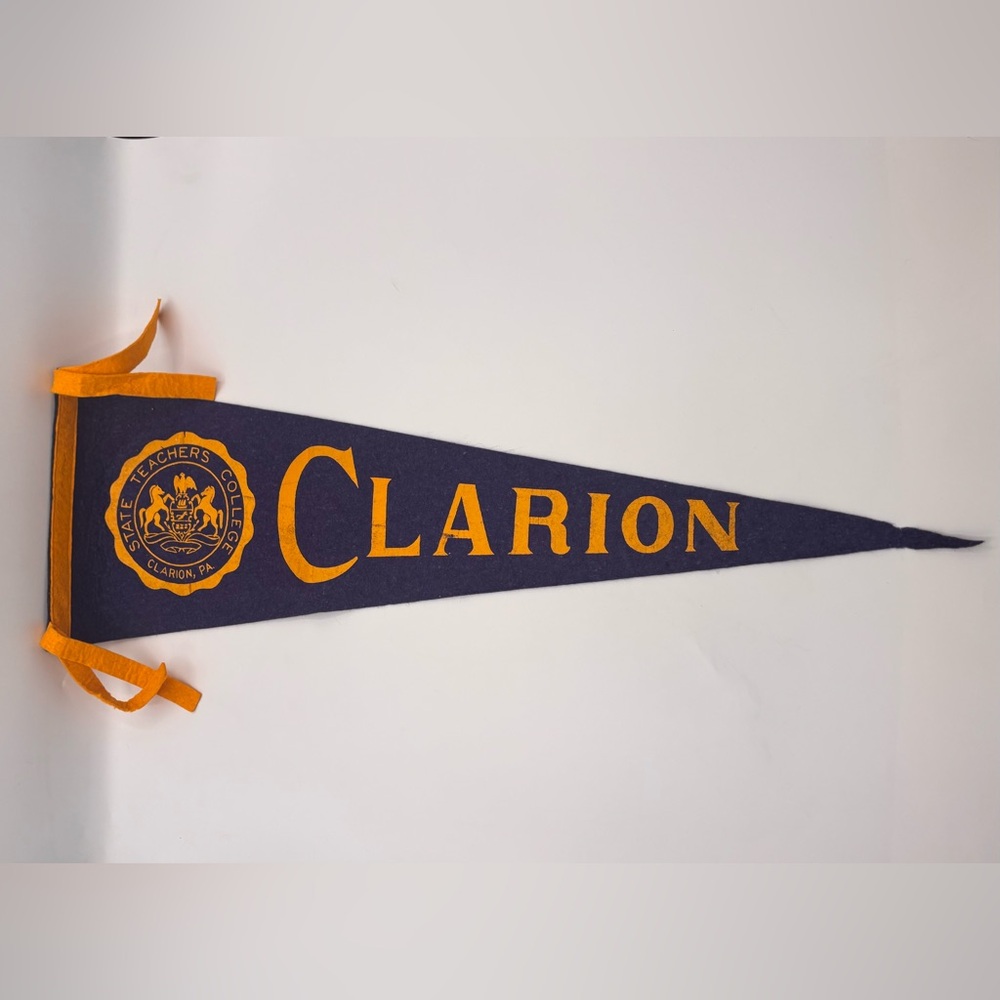 Vintage Pendant Clarion State Teachers College PA Felt Blue‎ Yellow 27”